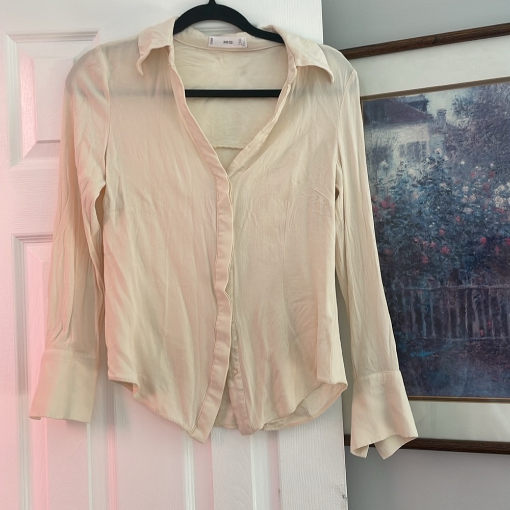 Mango Size 4 Cream Button Up Y2k 90s - image 1